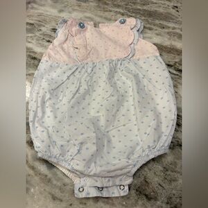 Swiss dot daisy bubble romper 12 months